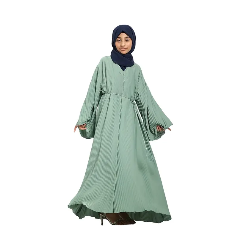 Mint Muslim Girl Plicate Abaya