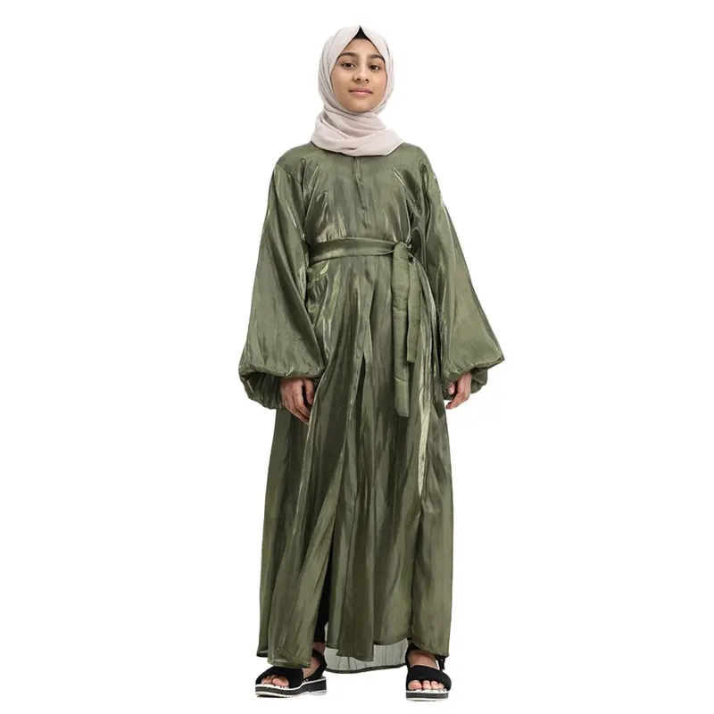 Olive Muslim Girl Organza Kimono
