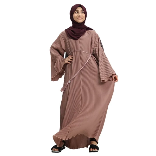 Rose Muslim Girl Plicate Abaya