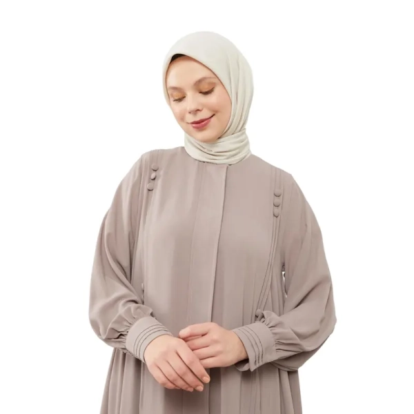 Aafiya's buttoned latte abaya dress