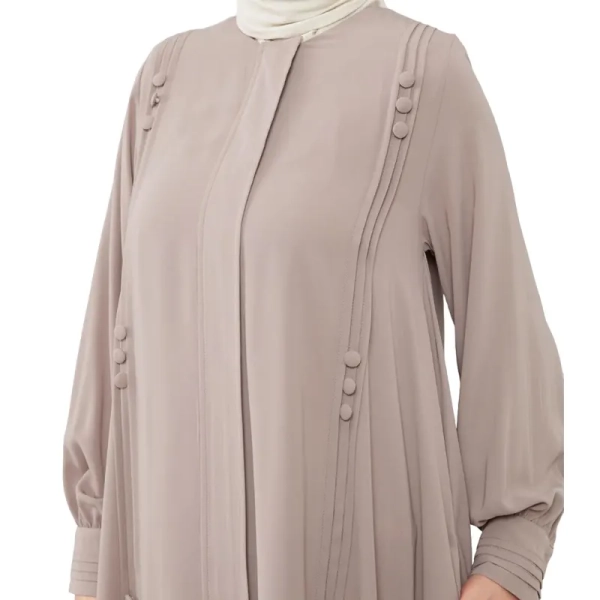 Aafiya Buttoned Detail Latte Abaya