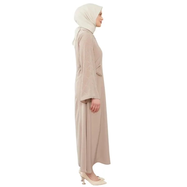 Fatima Zip Beige Abaya