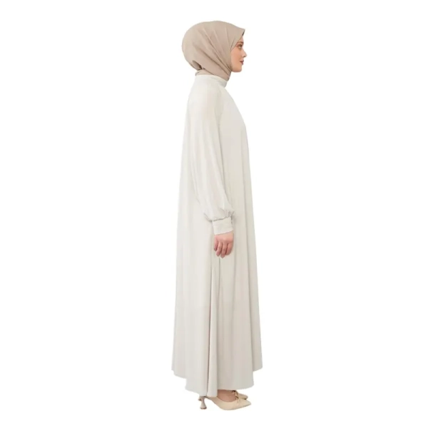 Sequence Zipped Cream Abaya