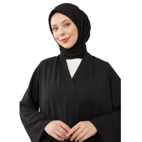 belted abaya dress in black