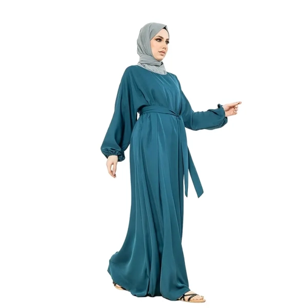 blue abaya with side pockets