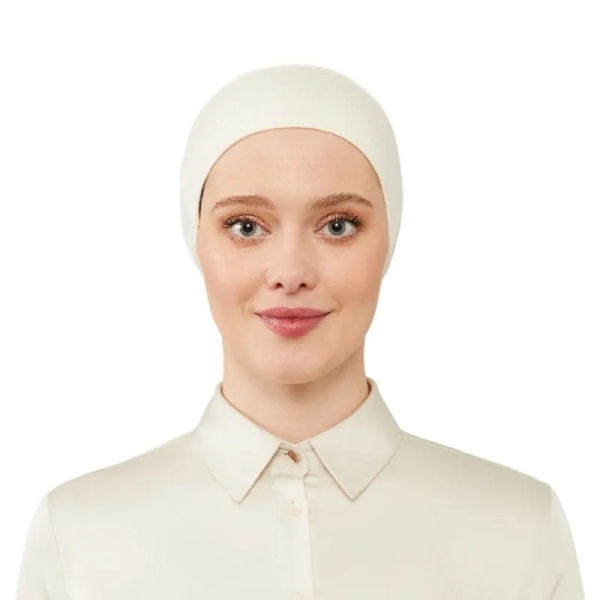 Women’s Tie & Net Bone Cream Hijab Cap