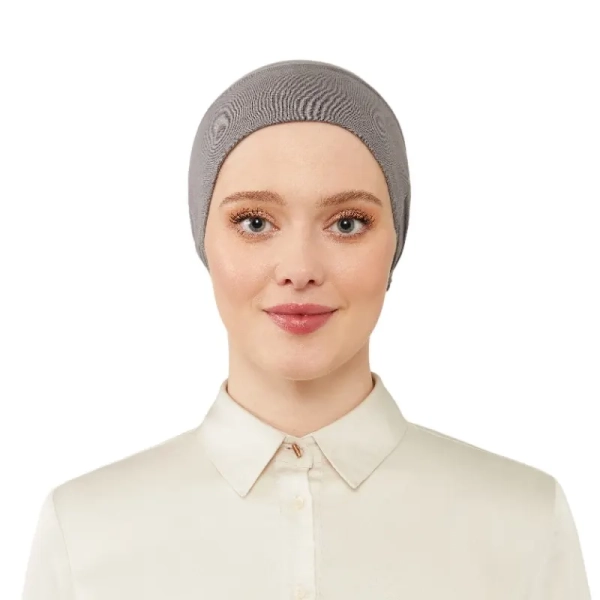 Women’s Tie & Net Bone Grey Hijab Cap