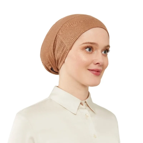 Caramel Tie & Net Bone Hijab Cap