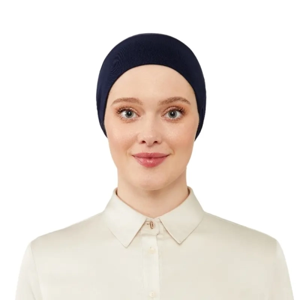 Women’s Tie & Net Bone Navy Hijab Cap