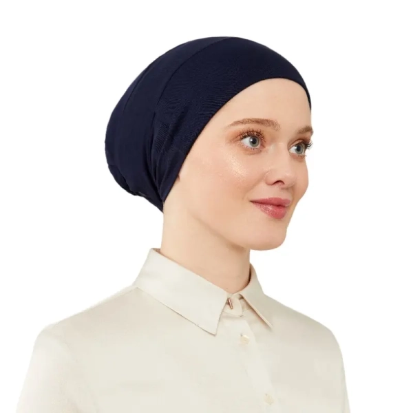 navy tie & net bone hijab cap for Muslim ladies