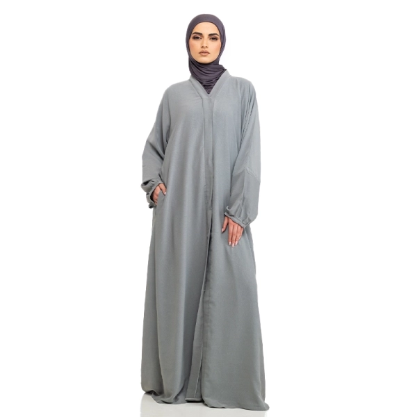 Light Grey Button Maryam Abaya