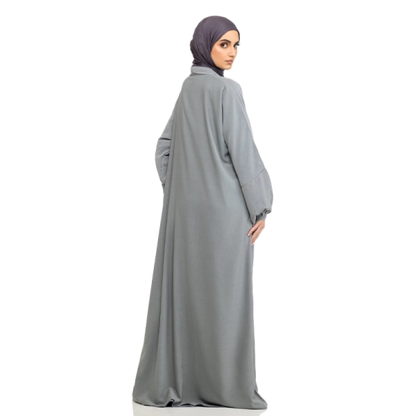 light grey button abaya by Maryam