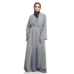 Grey Belted Amani Abaya