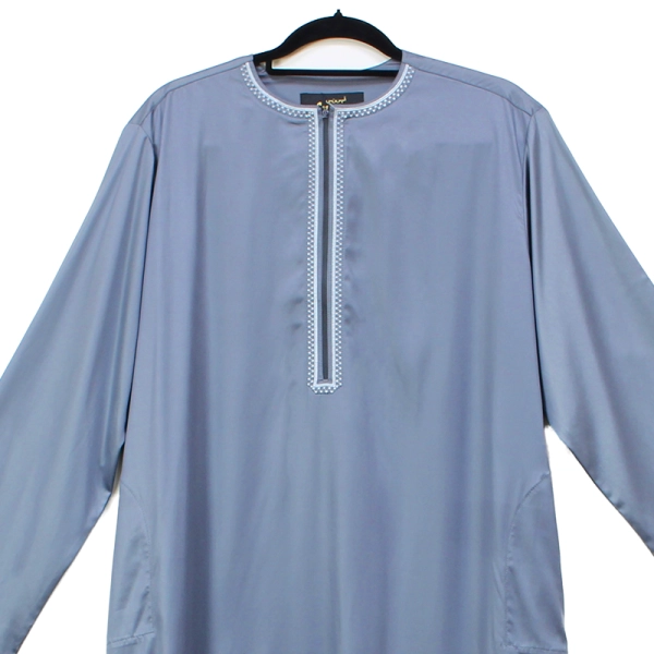 Omani Satin Tasseled Grey Thobe