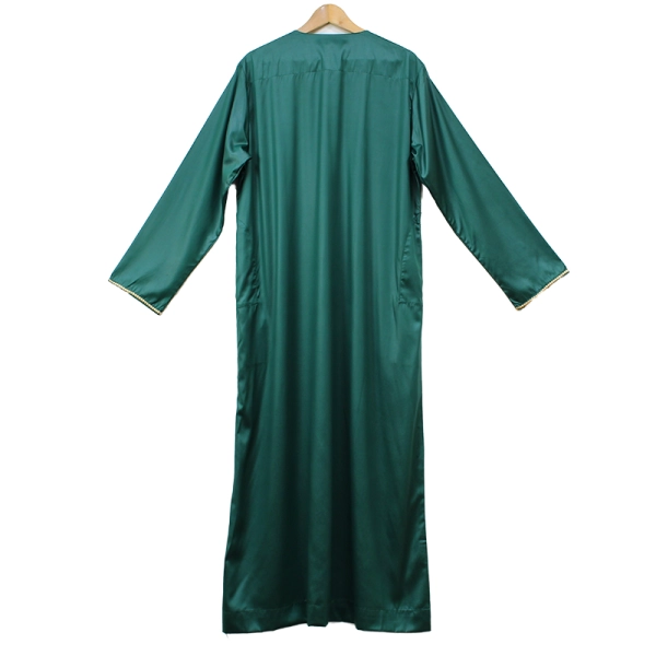 green tasseled satin Omani designer thobe