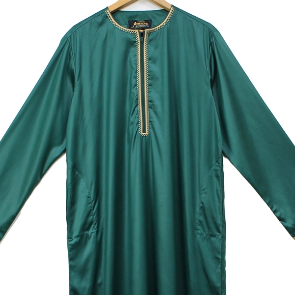 Omani Satin Tasseled Green Designer Thobe